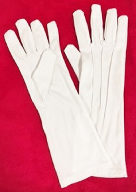 Long White Nylon Santa Claus Gloves – One Size Fits Most - IMAGE 1