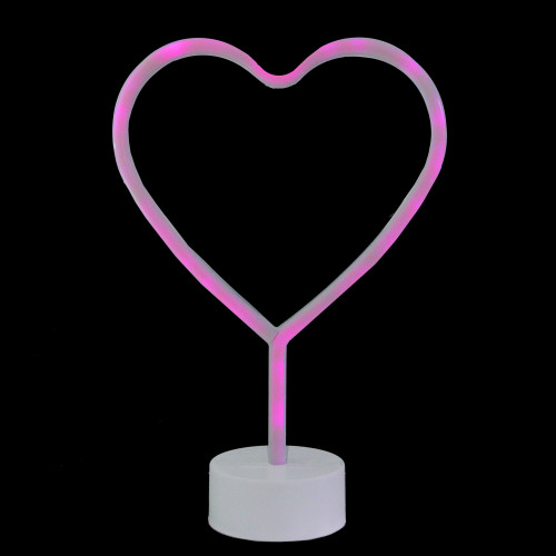 11.5" Pink Heart LED Neon Style Valentine's Day Table Sign - IMAGE 1