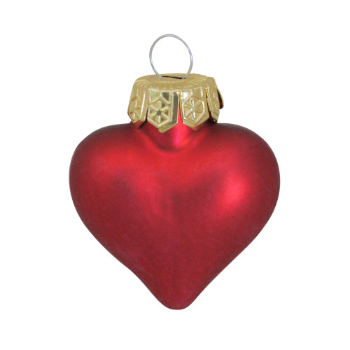 56ct Matte Red Glass Heart Christmas Ornaments 1.75" (45mm) - IMAGE 1