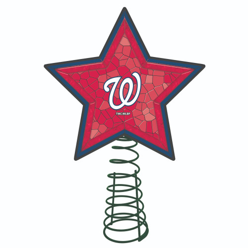 10" Lighted Red and Blue Star MLB Washington Nationals Christmas Tree Topper - IMAGE 1