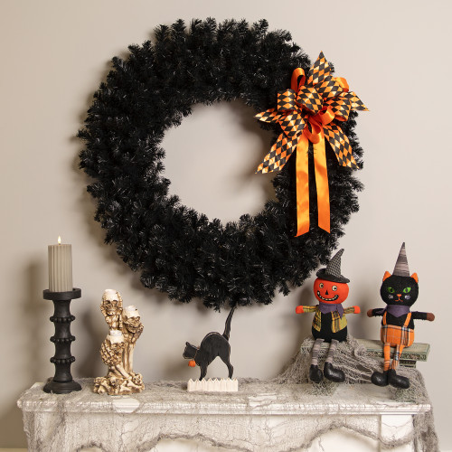 Colorado Spruce Artificial Halloween Wreath - 36" - Black - Unlit - IMAGE 1