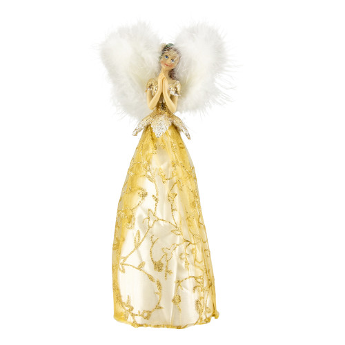 10" Gold and White Angel Christmas Tree Topper, Unlit - IMAGE 1