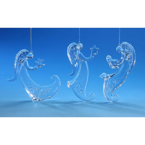 Pack of 6 Clear Curled Angel Hanging Christmas Ornament 12.75" - IMAGE 1