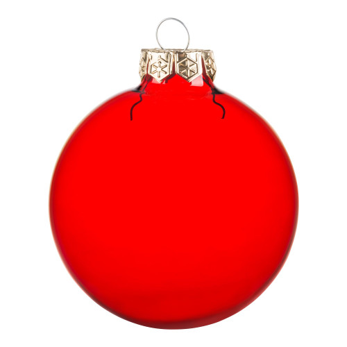 Transparent Glass Christmas Ball Ornaments - 3.25" (80mm) - Red - 8ct - IMAGE 1