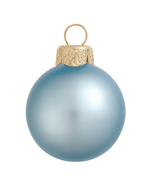 Matte Finish Glass Christmas Ball Ornaments - 3.25" (80mm) - Sky Blue - 8ct - IMAGE 1