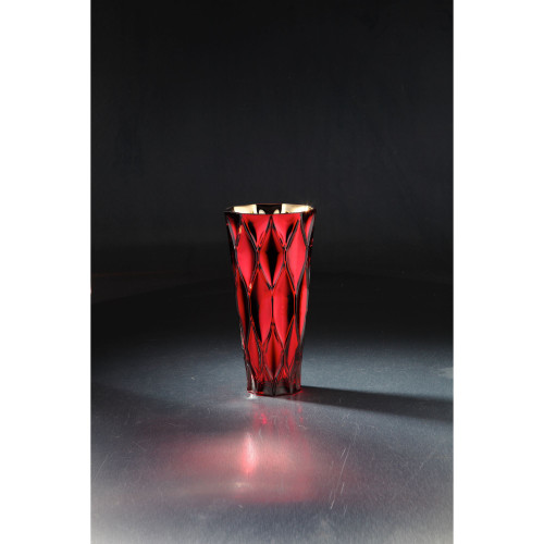10" Red Geometric Glass Flower Vase - IMAGE 1