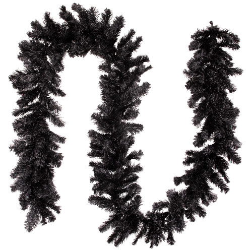 Colorado Spruce Artificial Halloween Garland - 9' x 10" - Black - Unlit - IMAGE 1