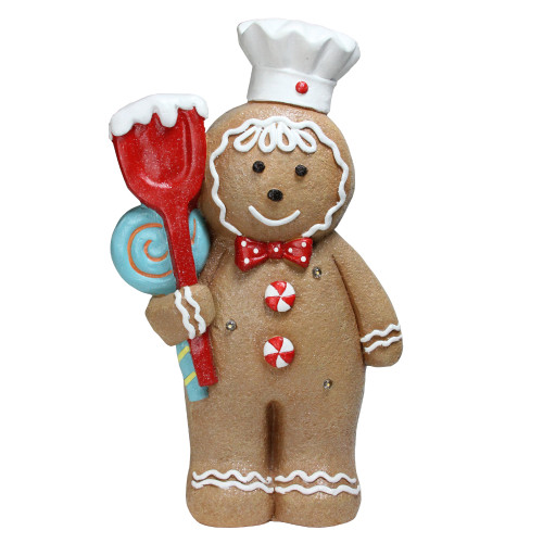17.75" Lighted Gingerbread Chef Christmas Tabletop Figure - IMAGE 1