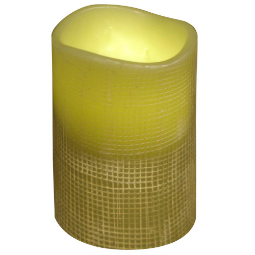 4" Lattice Design Battery Operated Flameless Flickering Wax Pillar Candle - IMAGE 1