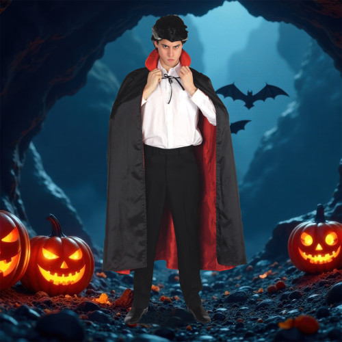 Black and Red Vampire Boy Child Halloween Cape Costume Accessory - One Size - IMAGE 1