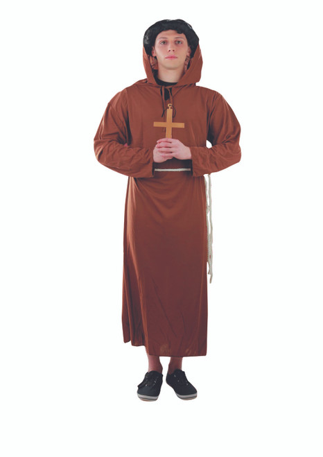 Brown and White Monks Robe Men Adult Halloween Costume - Medium - IMAGE 1