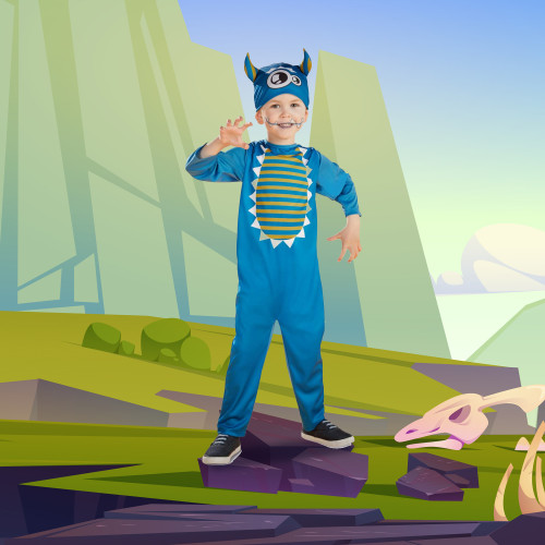 Blue and Yellow Baby Dinosaur Boys Halloween Costume –  XSmall - IMAGE 1