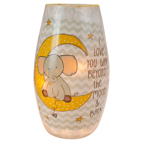 7.25" Moon and Stars I Love You Baby's Nursery Lighted Glass Vase - IMAGE 1
