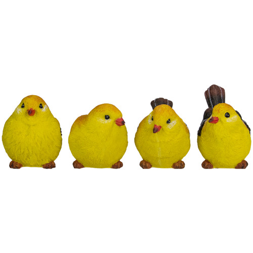 Set of 4 Large Goldfinch Bird Figurines 5.5" - IMAGE 1