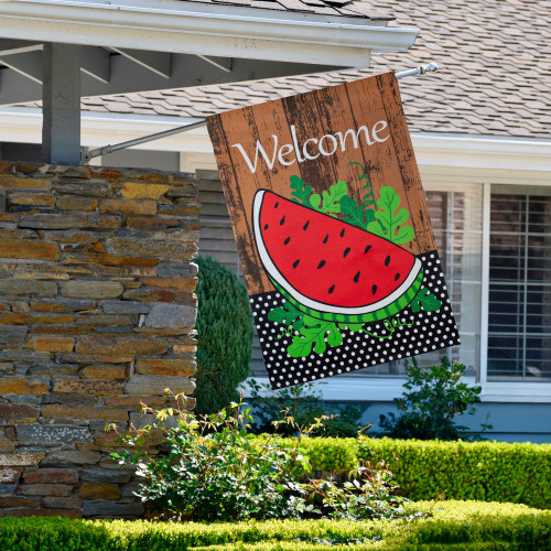 Welcome Watermelon Slice Summer Outdoor House Flag 28" x 40" - IMAGE 1