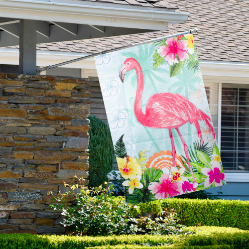 Tropical Flamingo Spring Outdoor House Flag 28" x 40" - IMAGE 1