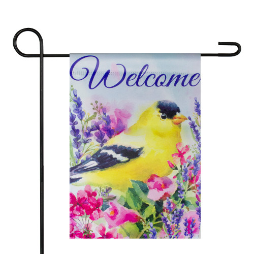 Welcome Yellow Finch Spring Outdoor Garden Flag 12.5" x 18" - IMAGE 1