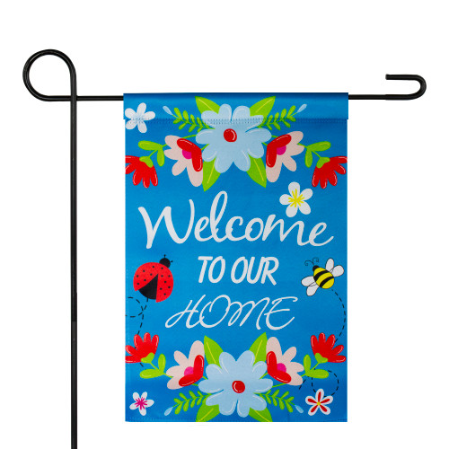 Blue "Welcome to Our House" Outdoor Garden Flag 12.5" x 18" - IMAGE 1