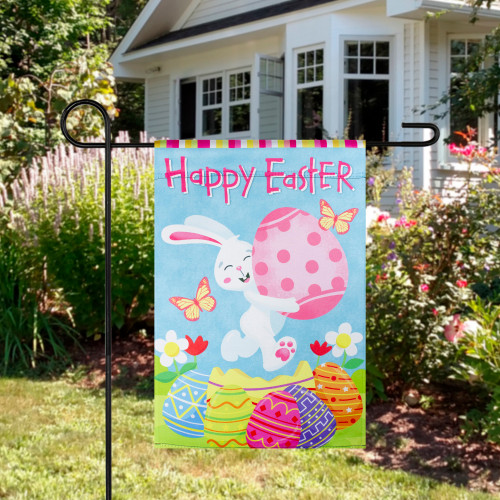 Happy Easter Bunny with Eggs Outdoor Garden Flag 12.5" x 18" - IMAGE 1