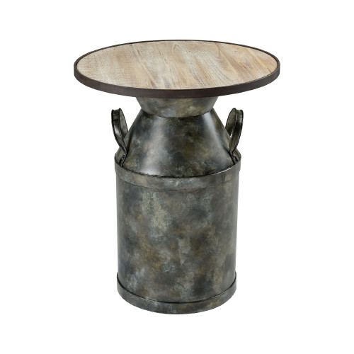 Milk Pail Round Accent Table - 23" - Antique Black and Brown - IMAGE 1