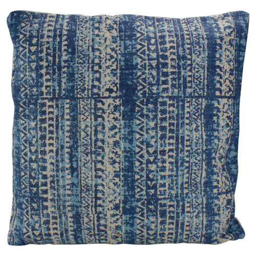 22.5" Blue and White Aztec Striped Square Throw Pillow - IMAGE 1