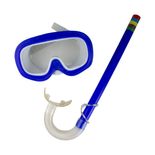 Age 3-8 - Blue Mask and Snorkel Swimming Set for Children - IMAGE 1