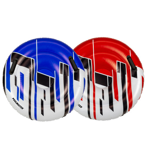 Set of 2 Red and Blue Racing Saucers Inflatable Swimming Pool Floats, 28.5"D - IMAGE 1