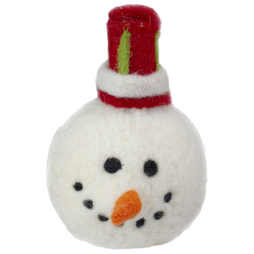5" Snowman Head with a Red and White Hat Christmas Ornament - IMAGE 1