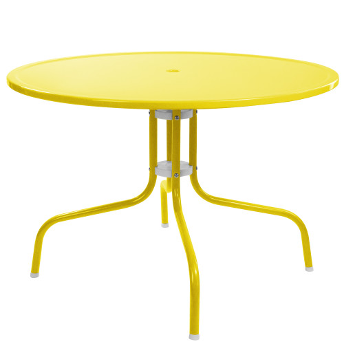 39.25-Inch Outdoor Retro Metal Tulip Table, Yellow - IMAGE 1
