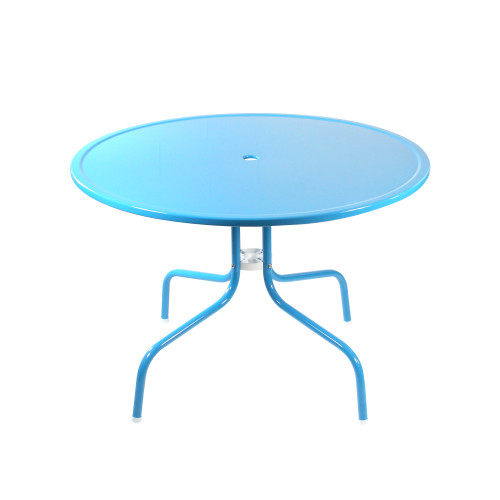 39.25-Inch Outdoor Retro Metal Tulip Dining Table, Sky Blue - IMAGE 1