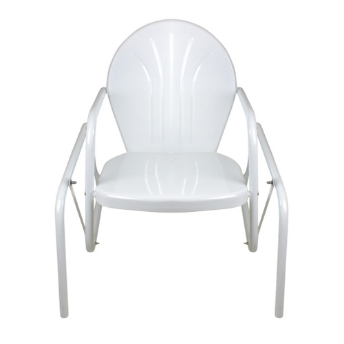 Outdoor Retro Metal Tulip Glider Patio Chair, White - IMAGE 1