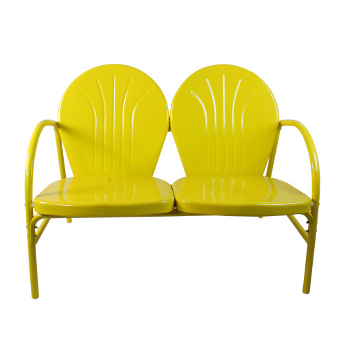 47-Inch Outdoor Retro Tulip Loveseat, Yellow - IMAGE 1