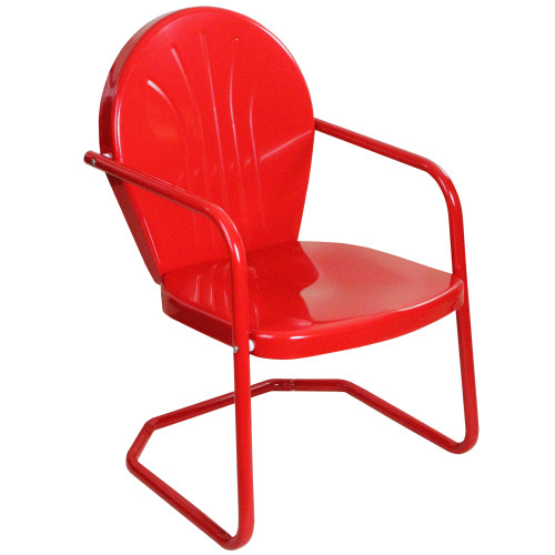 34" Outdoor Retro Metal Tulip Armchair, Red - IMAGE 1