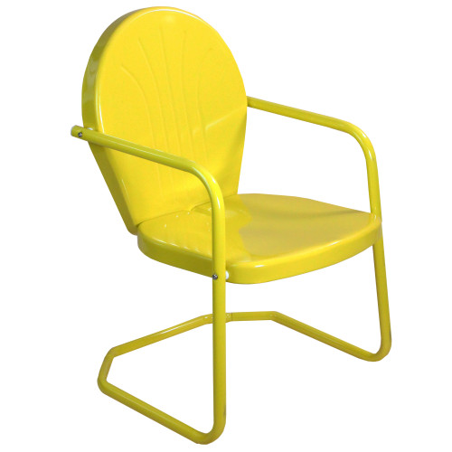 34-Inch Outdoor Retro Tulip Steel Armchair, Yellow - IMAGE 1