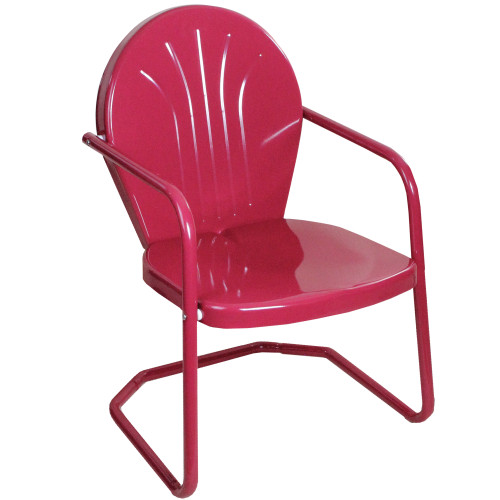 34-Inch Retro Tulip Steel Outdoor Steel Armchair, Pink - IMAGE 1
