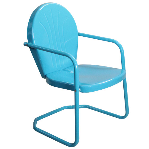 34" Outdoor Retro Metal Tulip Armchair, Sky Blue - IMAGE 1