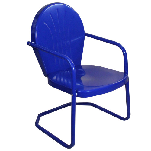 34-Inch Outdoor Retro Tulip Armchair, Blue - IMAGE 1