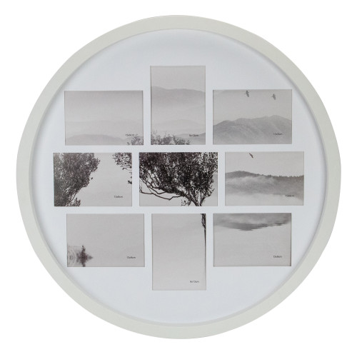 Round Collage 9-Slot Wall Picture Frame - for 3.5" X 5" Photos - 20.75"-  White - IMAGE 1