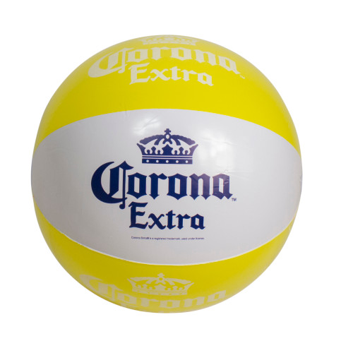 20" Corona Tropical Yellow and White Inflatable Beach Ball - IMAGE 1