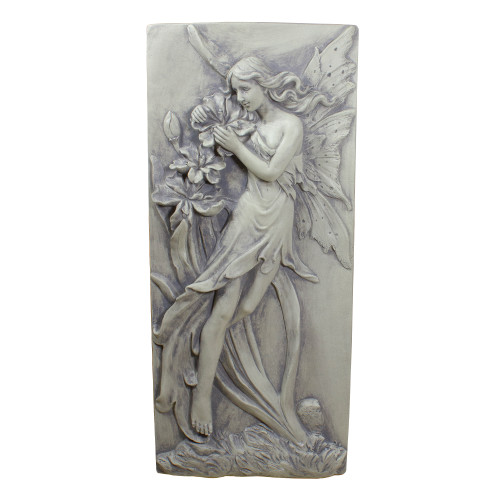 31" Gray Fairy with Lily Flowers Wall Plaque - IMAGE 1