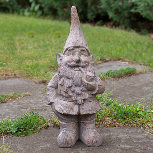 17.75" Gray Standing Gnome Outdoor Garden Statue - IMAGE 1