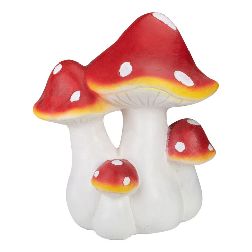 Hand Painted Mushroom Cluster Outdoor Garden Decoration - 17.5" - White and Red - IMAGE 1