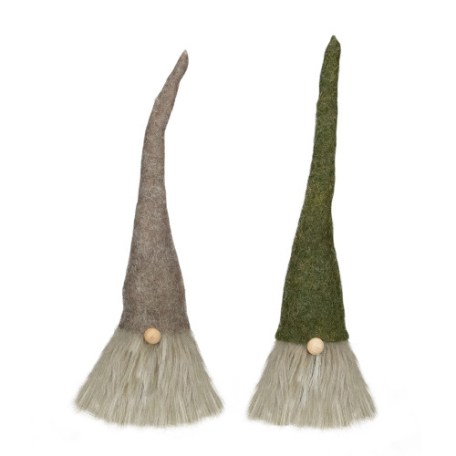 Christmas Gnome with Pointy Hat Figures - 10.5" - Green and Brown - Set of 2 - IMAGE 1