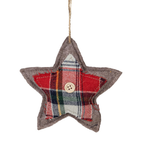 4.5" Plaid Star Shaped Plush Christmas Ornament - IMAGE 1