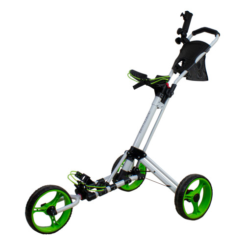 48" White and Green Easy Folding 3 Wheel Golf Bag Push Cart - IMAGE 1