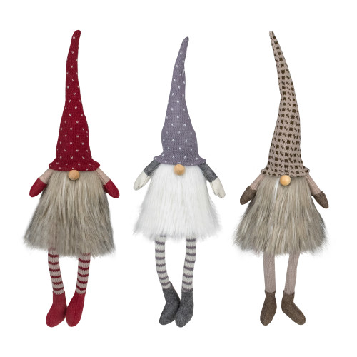 Sitting Christmas Gnomes with Dangling Legs - 20" - Set of 3 - IMAGE 1