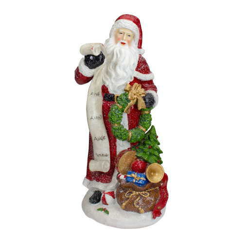 Santa Claus with Gift Sack and a Nice and Naughty List Christmas Figurine - 11.5" - IMAGE 1