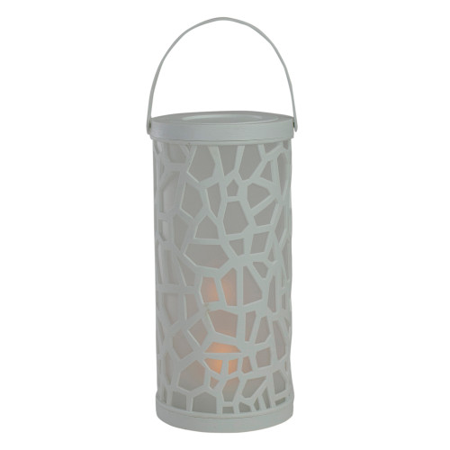 LED Lighted Faux Flame Mosaic Lantern with Handle - 9" - White - IMAGE 1