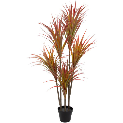 Real Touch™️ Green and Red Artificial Dracaena Potted Plant - 54" - IMAGE 1