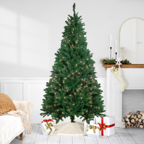 7.5ft Pre-Lit Ravenna Pine Artificial Christmas Tree - Warm White LED Lights - IMAGE 1